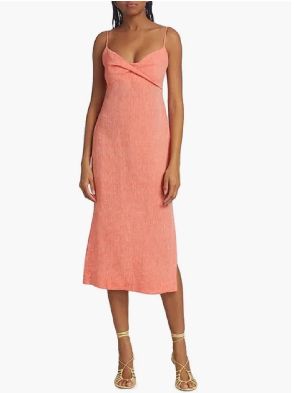 NWT Matthew Bruch Linen Slip Dress Twist Summer Vacation Red Melange Sz 3